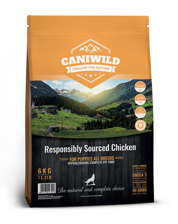 Caniwild Responsibly Sourced™ Chicken Puppy 100g, hipoalergiczna z kurczakiem, indykiem i łososiem jakości Human-Grade